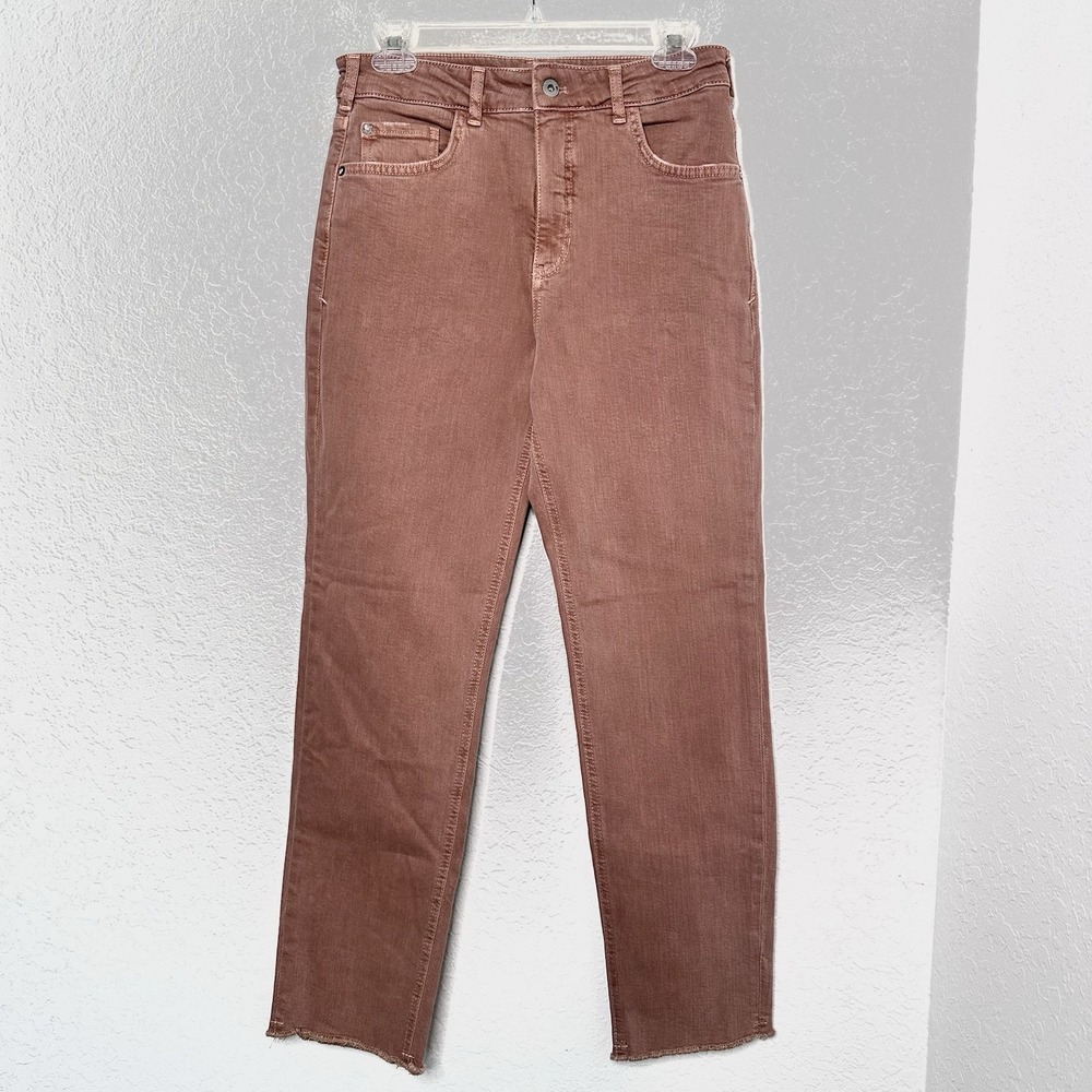 Pilcro Anthropologie The Vintage Straight Jeans Coral Stretch High Rise 28